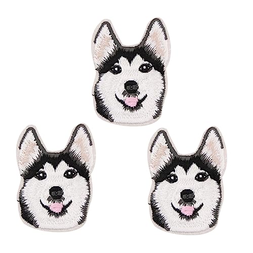 3St Stickaufkleber dekorative Welpen-Aufnäher Cartoon-Hund-Applikation Welpe bestickter Aufnäher bügel Husky-Design Applikation für Hundebekleidung Hundeapplikationen Stickgarn HAWILLOSCH von HAWILLOSCH