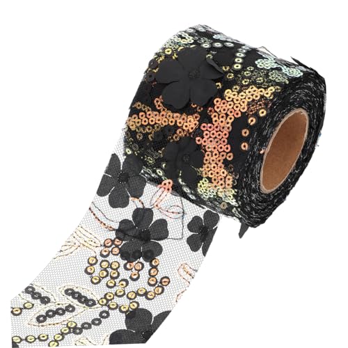 HAWILLOSCH 1 Rolle Dekoratives Tüllgewebe Tüllband Bänder zum Verpacken von Geschenken Blumenbesatz selber machen Tüll Gurtband seidenband ribbon DIY Bastelband Schleifenband Polyester Black von HAWILLOSCH