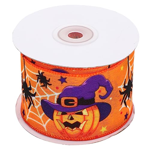 HAWILLOSCH 1 Rolle Halloween- Halloween-Kürbisband für Blumenstrauß Paketband Banddekor halloween halloween assecoires DIY- basteln für Halloween Eisendraht Orange von HAWILLOSCH