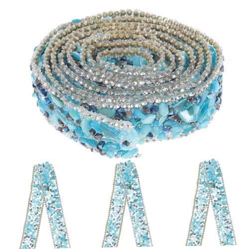 HAWILLOSCH 1 Rolle Kies Strass Streifen Paillettenband Stoffband Mit Paillettenbesatz Hellblaues Band Randbereich Weißes Band Trimmen Band Zum Verpacken Strass-mesh Mini Rac Strasssteine Blue von HAWILLOSCH