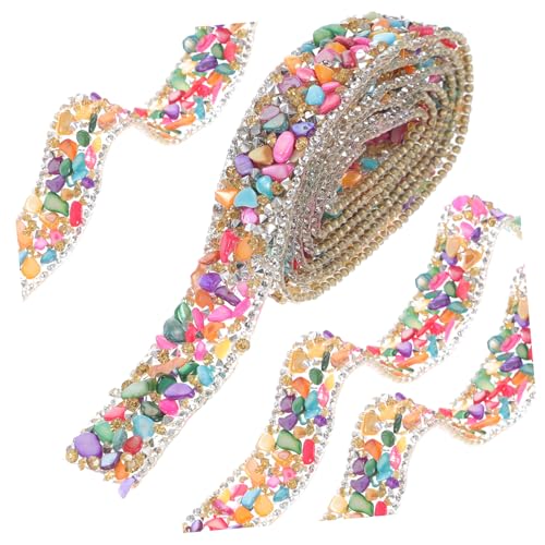 HAWILLOSCH 1 Rolle Kies Strass Streifen Sackleinenband Randbereich Linealband Kleidung Trimmt Handwerk Dekoration Bausatz Perlen Verzierungen Hotfix Korn Kette Colorful Strasssteine von HAWILLOSCH