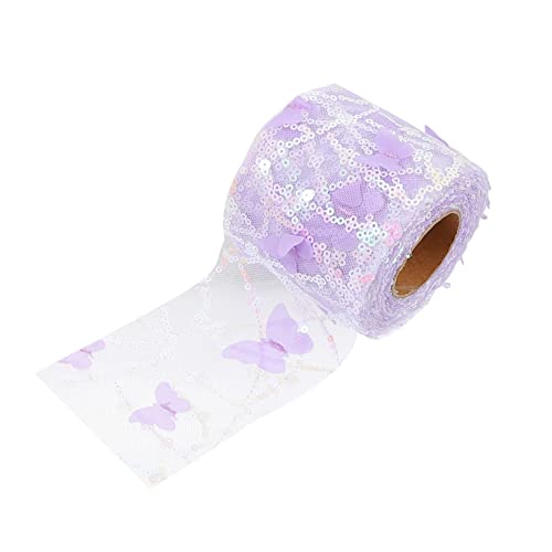 HAWILLOSCH 1 Rolle Tüllband seidenband ribbon DIY-Zubehör accessoires Hochzeitsband Dekorationen für Hochzeitszeremonien gestickte Applikation Band zum Nähen selber machen Polyester Lavender von HAWILLOSCH