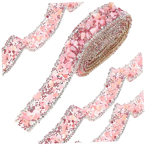 HAWILLOSCH 1 Rolle kies strass streifen Kleidung Bausatz Perlen Strass-Quaste Korn hochzeitsdeko hochzeits dekoration handgefertigtes Strassband austauschbarer Bastelbesatz Strasssteine Rosa von HAWILLOSCH