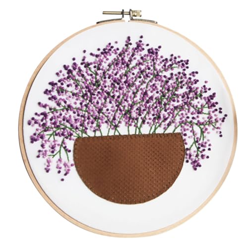 HAWILLOSCH 1 Satz Bastelwerkzeug für Kinder embroidery set embroidery thread embroidery fabric Stickwerkzeuge gestanzte Kreuz-Kits Stickerei-Basis-Kit Stanzstickset für Anfänger Violett von HAWILLOSCH