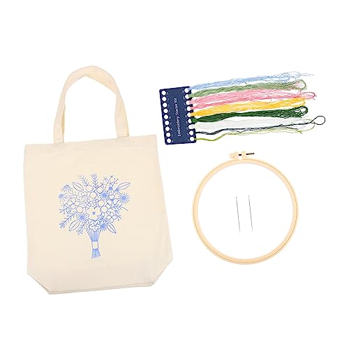 HAWILLOSCH 1 Satz Bestickte Tasche Aus Segeltuch Tragetasche Stickrahmen Kunsttasche Stickständer Tasche-kit Damen Segeltuchtasche Wiederverwendbare Tasche Einkaufstasche Aus Segeltuch Beutel von HAWILLOSCH