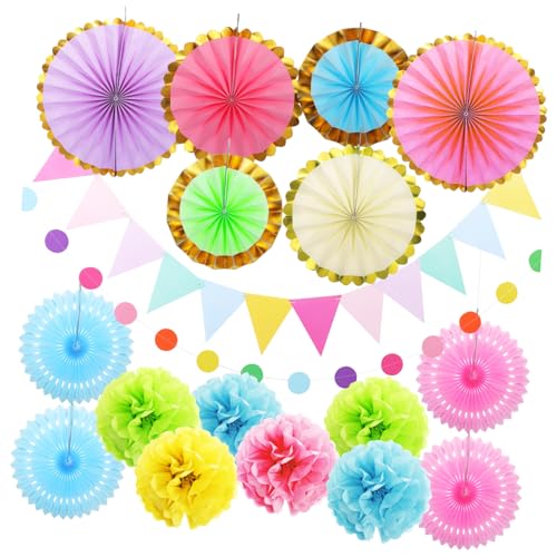 HAWILLOSCH 1 Satz Blumenball-papierfächerpaket Gewebeblumendekorationen Papier-pompons, Papierfächer Dekorationen Für Partyfans Partydekorationen Aus Papierfächern Fächer Aus Blumenpapier von HAWILLOSCH