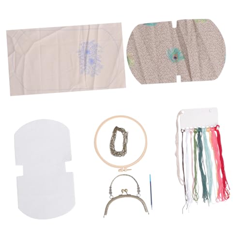 HAWILLOSCH 1 Satz DIY-Material-Kit Kreuzstich-Starter-Kit Stickset selber machen Stickerei repair kit sticken für anfänger Stickbeutelmaterial Kreuzstichpackung für Umhängetaschen Stoff Beige von HAWILLOSCH