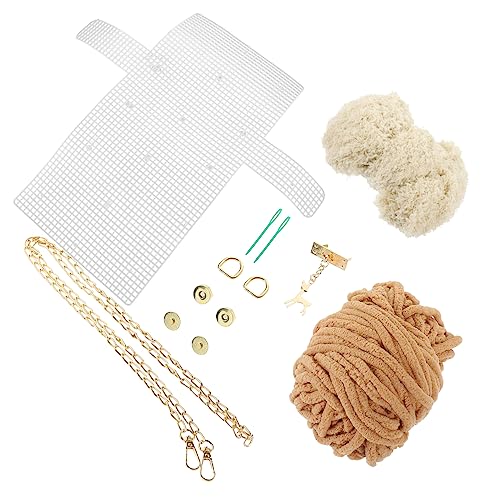 HAWILLOSCH 1 Satz Diy-garnbeutel Handgefertigtes Geldbörsen-accessoire Diy-handtaschenrahmen Kreuzstich-set Häkelzubehör Flauschige Umhängetasche Tasche Mit Häkelnadel Geldbeutel Metall Khaki von HAWILLOSCH