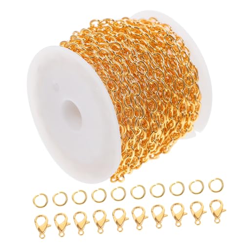 HAWILLOSCH 1 Satz Handgefertigte Schmuckkette Metallkette Für Die Schmuckherstellung Kettenverlängerung Karabinerverschlüsse Für Diy Halskette Verlängerungsketten-kit Diy-kette Golden Eisen von HAWILLOSCH