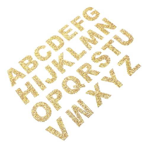 HAWILLOSCH 26 Buchstaben-Strass-Stickerei-Patches-Set dekoratives Nähen bestickte Applikationen zum Aufbügeln Aufnäher für Kleidung Farbe Gold von HAWILLOSCH