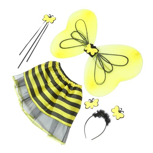 HAWILLOSCH 1 Satz Schmetterlingsflügel eingestellt feenrock Fairy Skirt Kinderkostüm verkleiden Feenflügel verkleiden Sich schmetterlingsflügel dekor Performance-Rock Polyester Yellow von HAWILLOSCH