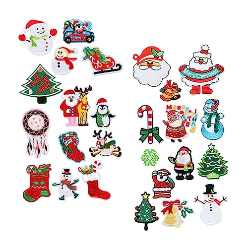 HAWILLOSCH 1 Satz Weihnachts-Stickerei-Patch weihnachtsdekoration patch Stoffaufkleber für Bekleidung DIY-Stickpatch dekorativ embroidery set stickset Schuhflicken Hirsch-Patch Polyester von HAWILLOSCH