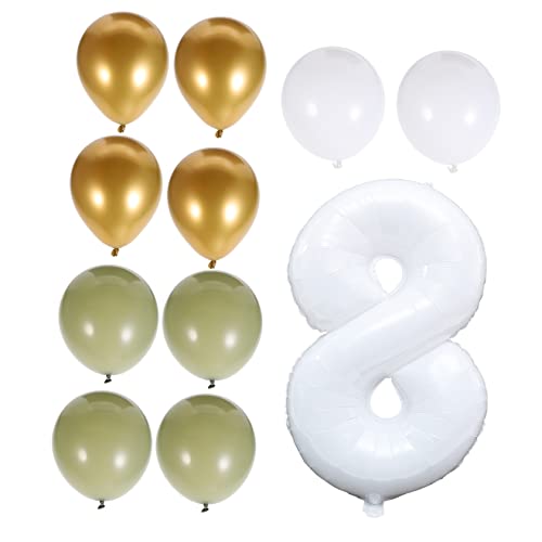 HAWILLOSCH 1 Satz Zahlenballon dekorativer Luftballon Feier Dekorationen zum 8. Geburtstag salbei 3 Ballon reminescence geldschrank Requisiten für Partyballons Latexballons Emulsion von HAWILLOSCH