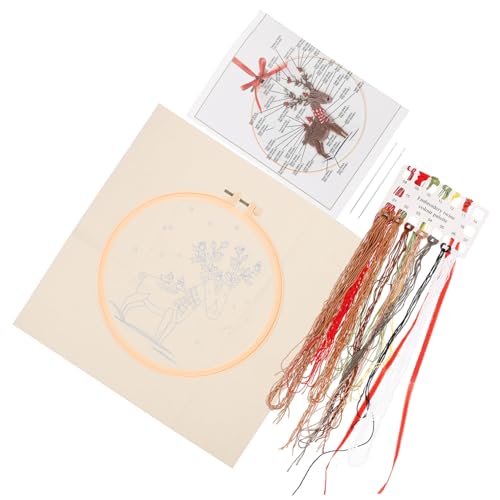 HAWILLOSCH 1 Set Weihnachts Kreuzstich Sticksets Garnierwerkzeuge Stickwerkzeug Set Gestempeltes Stickzubehör Häkelsets Weihnachts Nähprojekte Häkel Kreuzstich Baumwolltuch von HAWILLOSCH