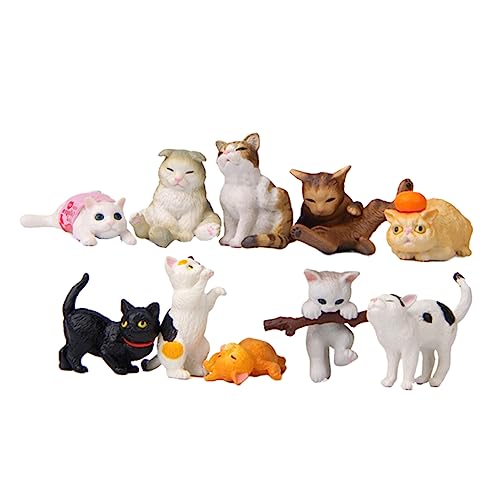 HAWILLOSCH 10 Kätzchen Figuren Set Schöne Katzen Dekoration Kunsthandwerk Für Zuhause Foto Requisiten Desktop Dekoration Ideal Für Sammler Und Katzenliebhaber von HAWILLOSCH