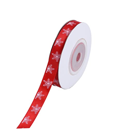 HAWILLOSCH 10 Meter Ripsband Rot Mit Schneeflockenmuster Für Weihnachten Und Feiertage Ideal Für Geschenkverpackungen Süßigkeitenschachteln Heimwerkerarbeiten Und Patchwork Dekoration von HAWILLOSCH