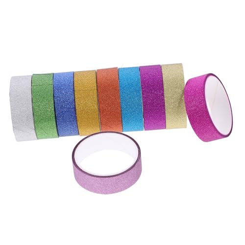 HAWILLOSCH 10 Rollen Handbuch-aufkleberband Einzigartige Washi-tapes Scrapbooking-bänder Dekoratives Klebeband Für Einklebebuch Glitzerband Aufkleber Geschenkbänder Glitzerbandmaterial Papier von HAWILLOSCH