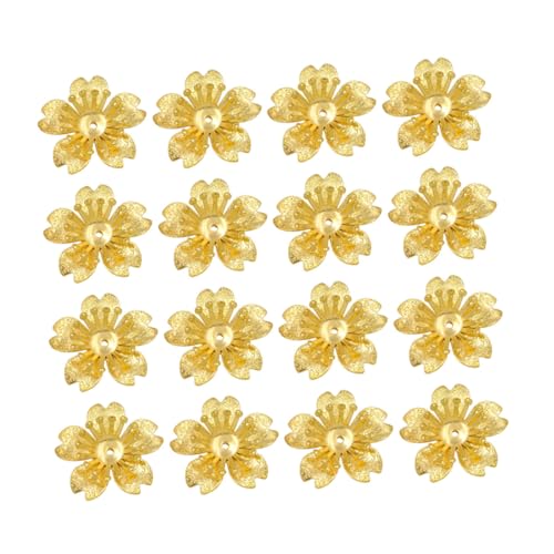 HAWILLOSCH 100 Stk Zubehör Für Blumenanhänger Blumenperlenkappen Blumen-zwischenstück-charms Blumen Endkappen Halskettenanhänger Blumige Lose Perlen Diy Haarband Teil Bulk-armbänder Golden von HAWILLOSCH