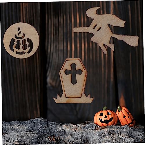 HAWILLOSCH 100 Stück Hohles Halloween Graffiti Holzstück Holziges Dekor Fledermaus Halloween DIY Bastelarbeiten Mit Bastelschild Basis Leere Handdekoration Halloween Dekor Ausgehöhlte von HAWILLOSCH