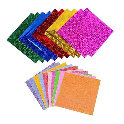 HAWILLOSCH 100 Stück Origami Papiere Farbiges Glitzerpapier Bastel Und Faltpapiere 15x15 Cm DIY Basteln Kunsthandwerk Glänzende Designs Für Kinder Und Erwachsene von HAWILLOSCH