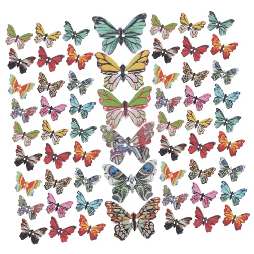 HAWILLOSCH 100St Butterfly-Schnalle Knopf für Kinderkleidung Cartoon-Tier-Schaltflächen Retro-Spielzeug kleidungsknopf Knöpfe für Kleidung Cartoon-Nähknöpfe Cartoon-Kleidungsknöpfe hölzern von HAWILLOSCH