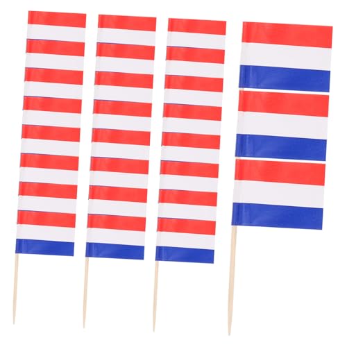 HAWILLOSCH 100St Fahnenzahnstocher Dekoration für Geburtstagsfeier Flaggen Picks Niederländische Cupcake-Topper Mini-Flaggenstab der Niederlande Früchte Obst Nationalflaggen-Picks Brotspieße von HAWILLOSCH