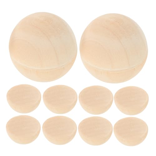 HAWILLOSCH 100St Holzperlendekoration Holzkugeln holzspielzeug Halbperlen-Anhänger Mini-Halbkugelperlen lose Halbperlen holzperlen selber machen unvollendete halbe Bastelperlen hölzern Beige von HAWILLOSCH