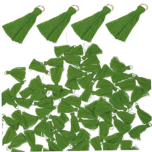 HAWILLOSCH 100St Mini-Quasten DIY Ohrringquasten Mini kurze Quaste bunter Schmuck Quaste hängend quasten für lesezeichen schmuckherstellung fächer Quastenanhänger Fan-Anhänger Polyester Green von HAWILLOSCH