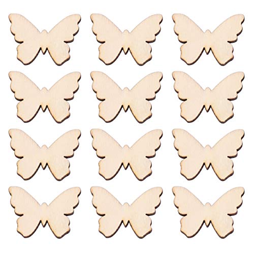 HAWILLOSCH 100St Schmetterling hacks chnitzel 100pcs Handwerk bastelt leere Mini Heimdekoration Wohnkultur Akzente Holzornamente DIY Holzdekoration Dekoration aus Holz Hölzern Beige von HAWILLOSCH