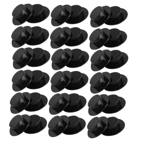 HAWILLOSCH 100St austauschbare Mini-Hüte kleine Zylinder Kawaii Minihüte austauschbare kleine Hüte Miniatur Dekoration Weihnachten weihnchtsdeko Puppenhüte dekorative Minihüte Plastik Black von HAWILLOSCH