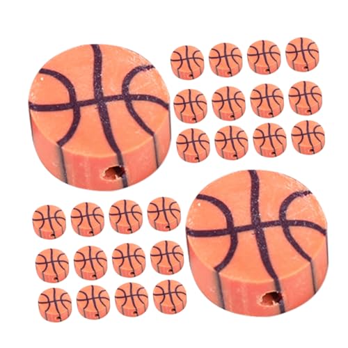 HAWILLOSCH 100st Basketball-perlenmaterial Perlen Für Diy Perlenanhänger Perlen Zur Schmuckherstellung Perlen Für Die Herstellung Von Halsketten Diy-abstandsperlen Polymer-ton Orange von HAWILLOSCH