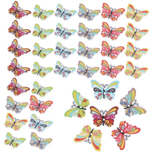 HAWILLOSCH 100st Butterfly-schnalle Schmetterlinge Knöpfe Knopf Für Kinderkleidung Knöpfe Selber Nähen Knöpfe Für Heimwerker Knopf Mit Schmetterlingen Vintage-accessoires Retro- Hölzern von HAWILLOSCH