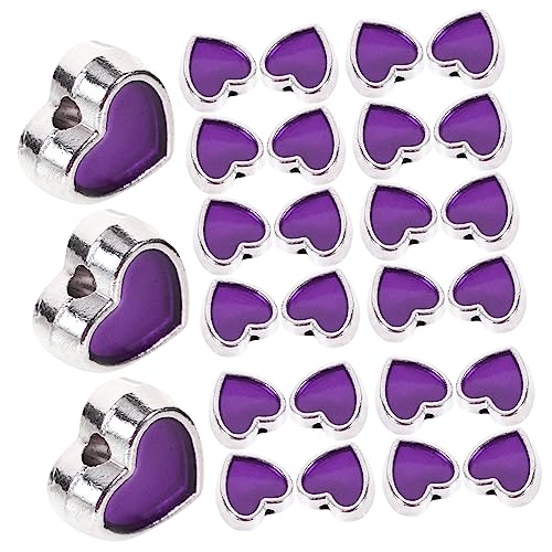 HAWILLOSCH 100st Diy-zubehör Herz Armbandperle Perlen Für Die Herstellung Von Halsketten Mini-zubehör Schlüsselkette Piercing-set Diy-schmuckmaterialien Armband Zubehör Legierung Violett von HAWILLOSCH