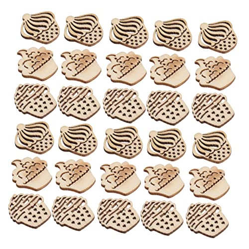 HAWILLOSCH 100st Hölzerne Verzierungen Cupcake-kapazitäten Cupcakes Ausschnitte Cupcake-topper Cupcake-dekoration Diy Hängende Tafeldekorationen Cupcake-ornamente Eis-hängeschild von HAWILLOSCH