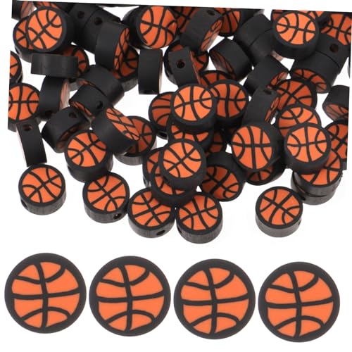 HAWILLOSCH 100st Kugelperlen Aus Polymerton Runde Kugelperlen Sport-tonperle Basketballförmige Perle Handwerkliche Lehmperle Basketball-perlen Basketball-anhänger Perlen-anhänger Polymer-ton von HAWILLOSCH