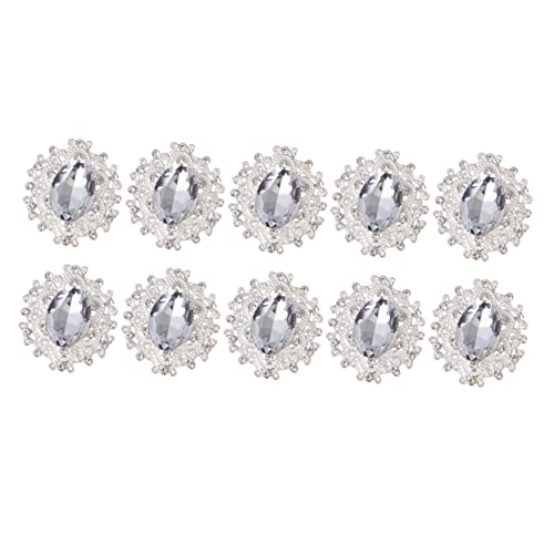 HAWILLOSCH 10St DIY Schmuckzubehör Flatback-Edelsteinknopf Kleidung Strassperle Diamantverzierungen Handdekor hochzeitsschmuck hochzeits schmuck legierte Ornamente schmuck DIY zubehör Silver von HAWILLOSCH