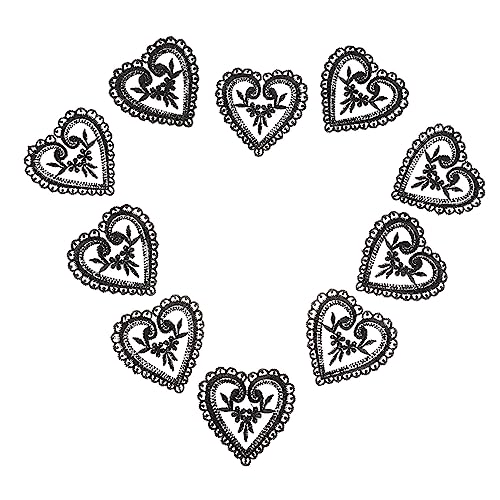 HAWILLOSCH 10St Kleidung apfelding heartstopped accessoires beschläge Bügeln Aufnäher für Hochzeitskleider Liebe Applikation Patch Patches in Herzform selber machen Craft-Patch Organza Black von HAWILLOSCH