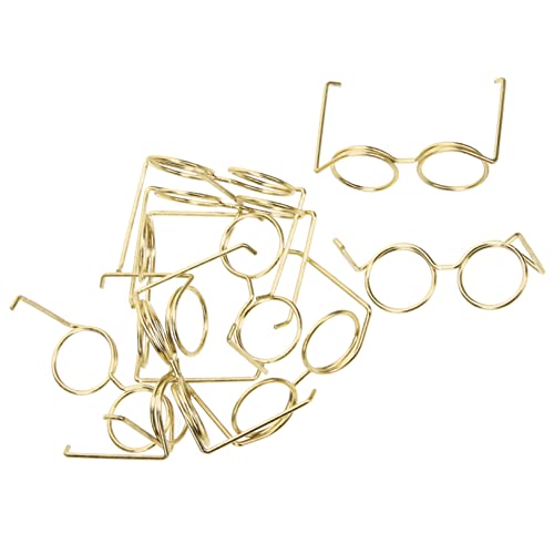 HAWILLOSCH 10St Metallbrille Mini-Brille Minibrille für Puppen Muscheldekor Puppen für Mädchen lente kindertagsgeschenke puppenkleidung gläser Spielzeug Puppe Sonnenbrille Puppenbrille Golden von HAWILLOSCH