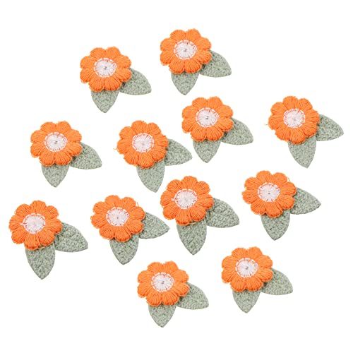 HAWILLOSCH 10St Stickzubehör Blumenbeete selber machen gestickte Aufnäher mit Blumen muttertagsgeschenk zum basteln handmade Kleiderapplikation gestickte Applikationen Stoff Orange von HAWILLOSCH