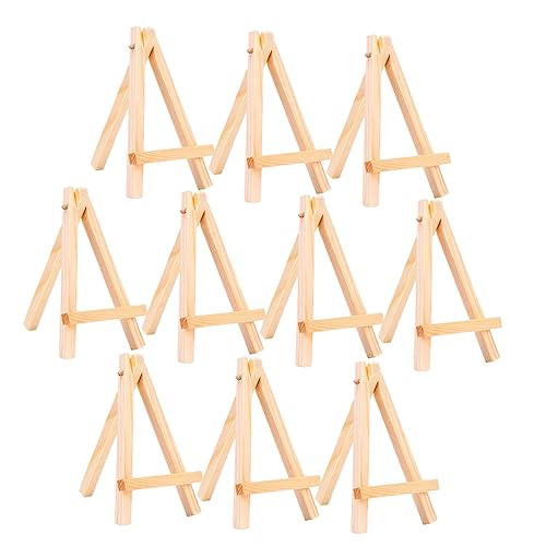 HAWILLOSCH 10er Set Dreieckige Holzstaffelei Mini Staffelei Für Desktop Präsentationen Praktischer Gemäldehalter Für Heimstudio Beige von HAWILLOSCH