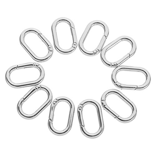 HAWILLOSCH 10er Set Ovale Federverschlüsse Robuster Metall Federverschluss Karabiner Für Schlüsselanhänger Kettenclip Verbindungsschnalle Silberfarben von HAWILLOSCH