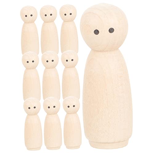 HAWILLOSCH 10st Diy-puppe Peg-puppen Groß Figuren Wohnkultur Peg-puppen-malset Kleine Peg-puppen Unvollendete Papa-peg-puppenfiguren Große Steckpuppen Blanko-puppenkörper Zum Basteln Hölzern von HAWILLOSCH