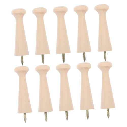 HAWILLOSCH 10st Haken Aus Massivholz Haken Für Kleiderbügel Wandgarderobenhaken Mini-wandhaken Klebehaken Zum Aufhängen Haken Bleiben Zange Kleiderhaken Wandhalterung Shaker-stift Stock Khaki von HAWILLOSCH