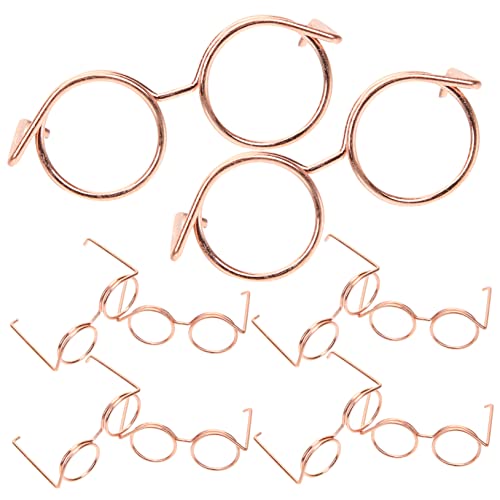 HAWILLOSCH 10st Metallbrille Zubehör Miniatur-brillenpuppen Runde Sonnenbrille Für Kinder Minipuppenbrille Kinderkostüme Mini-Puppen Lünetten Brillen Zum Anziehen Der Puppe Reize Rose Gold von HAWILLOSCH