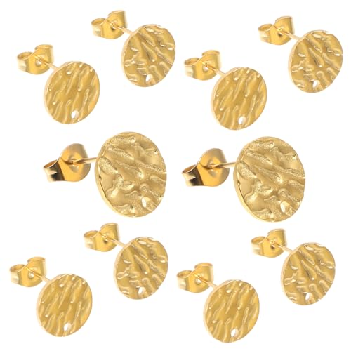 HAWILLOSCH 10st Ohrringe Schmuck Diy Ohrring Lünette Rohlinge Schmuckzubehör Selber Machen Edelstein-ohrring-lünette Ohrstecker Lünette Ablagefach Für Ohrstecker Golden Rostfreier Stahl von HAWILLOSCH