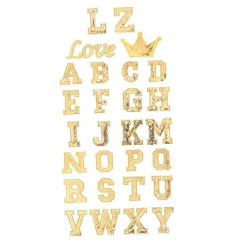 HAWILLOSCH 112 Stk Alphabet-patches Kleiderflicken Funkelnde Aufkleber Computeraufkleber Hotfix Applikation Aufnähen Hut Zubehör Alphabet Gestickte Aufnäher Buchstaben Patches Stoff Golden von HAWILLOSCH