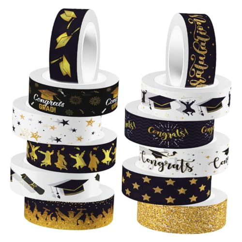 HAWILLOSCH 12 Rollen Abschlusskappendekoration Goldenes Washi-tape Washi Tape Aus Goldfolie Scrapbook-klebeband Chinesisches Washi-tape Sammelalbum Liefert Japanisches Papier von HAWILLOSCH