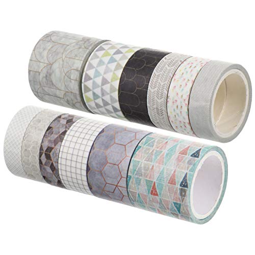 HAWILLOSCH 12 Rollen Washi-Tape the washi tape hochzeitslaken Dekorative Klebebänder geburtstags nupsis Lieferungen Papier Streifen aufkleber tagebuch klebeband Handkontoband Grey von HAWILLOSCH