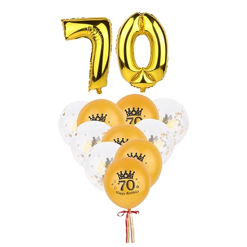 HAWILLOSCH 12 Stück 1 Satz Ballons Bedrucken Zahlenballon 70 Jahre Ballon Luftballons Für Geburtstagsfeiern Dekoration Zum 70-jährigen Jubiläum 70 Hochzeitsballon Konfetti-luftballons Golden von HAWILLOSCH