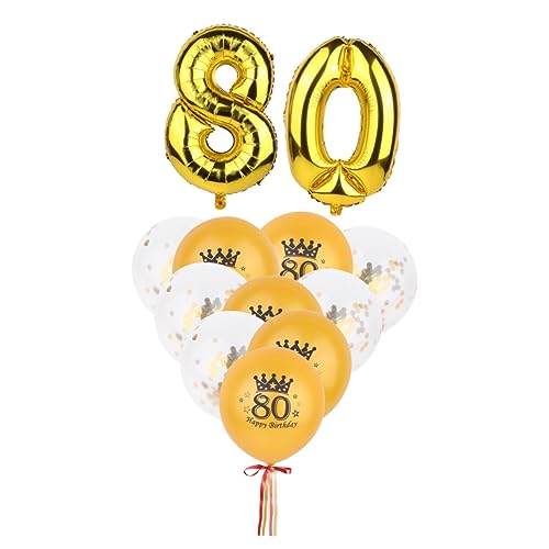 HAWILLOSCH 12 Stück 1 Satz Luftballons Für Geburtstagsfeiern Zahlenballon Ballons Bedrucken Jumbo-ballons 80 Jahre Alte Geburtstagsdekoration Riesenballon Geburtstag Luftballons Golden von HAWILLOSCH